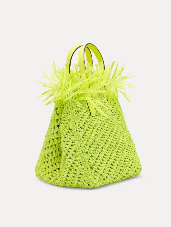 Women Oscar De La Renta Handbags Small Raffia Crochet Square Tote Citrine Women Oscar De La Renta Handbags Small Raffia Crochet Square Tote Citrine