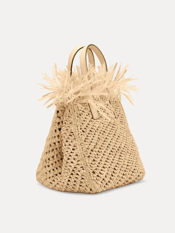 Women Oscar De La Renta Handbags Small Raffia Crochet Square Tote Natural Women Oscar De La Renta Handbags Small Raffia Crochet Square Tote Natural