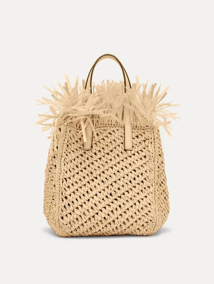 Women Oscar De La Renta Handbags Small Raffia Crochet Square Tote Natural Women Oscar De La Renta Handbags Small Raffia Crochet Square Tote Natural