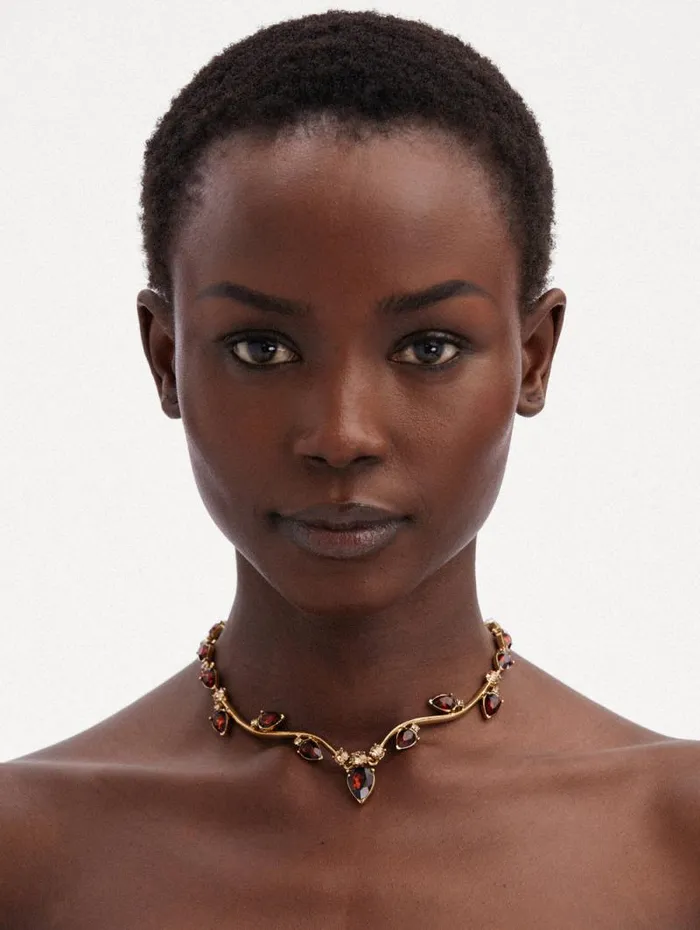 Women Oscar De La Renta Necklaces Crystal Vine Necklace Amber