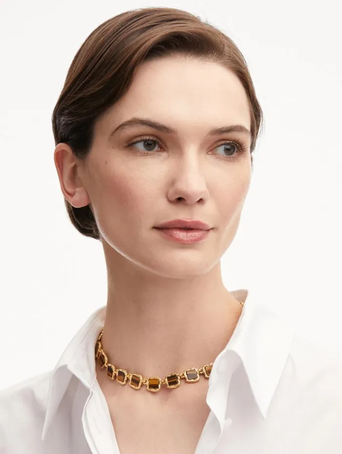Women Oscar De La Renta Necklaces Square Stone Necklace Tiger Eye Women Oscar De La Renta Necklaces Square Stone Necklace Tiger Eye