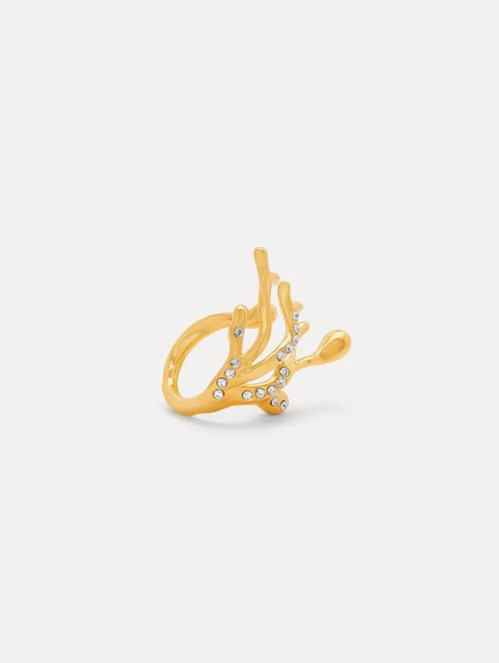 Women Oscar De La Renta Rings Coral and Gold Drops Ring Gold