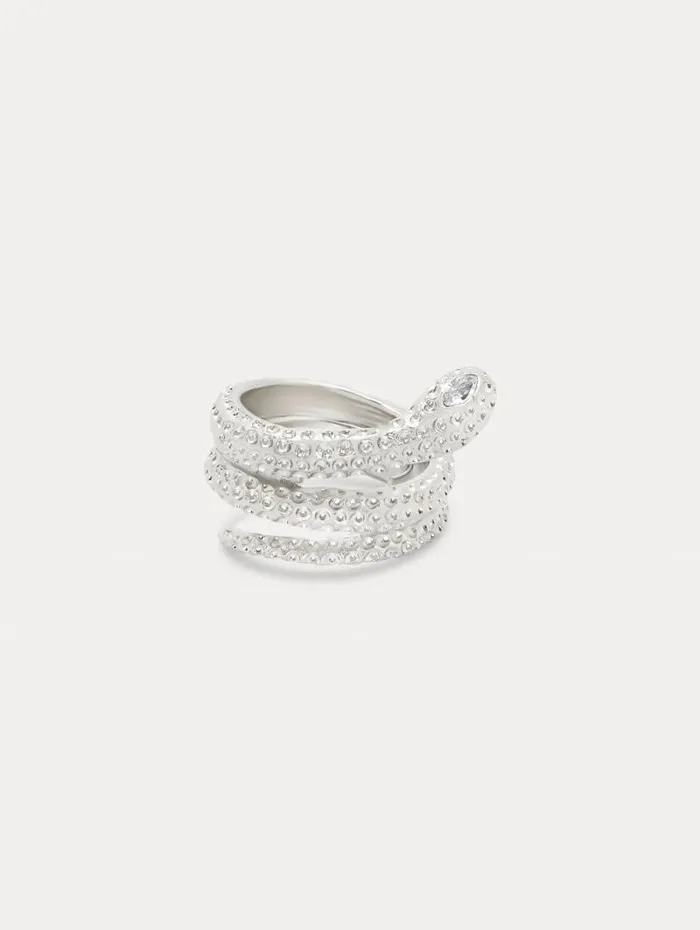 Women Oscar De La Renta Rings Crystal Snake Ring Silver