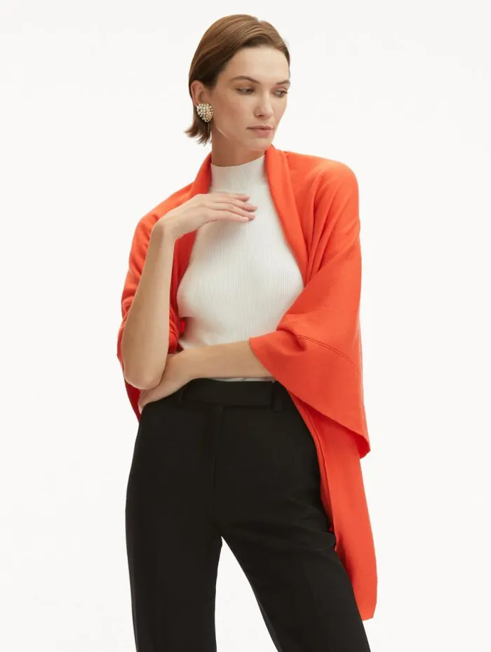 Women Oscar De La Renta Scarves WoolBlend Shawl Orange