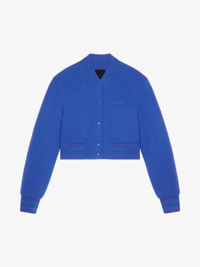 Women Outerwear and Blousons Givenchy Cropped Varsity Jacket In Wool Iris Purple