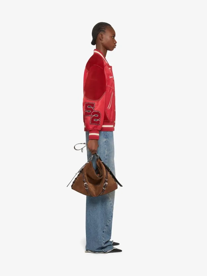 Women Outerwear and Blousons Givenchy GIVENCHY College Bimaterial Varsity Jacket Red Cherry