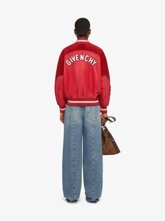 Women Outerwear and Blousons Givenchy GIVENCHY College Bimaterial Varsity Jacket Red Cherry