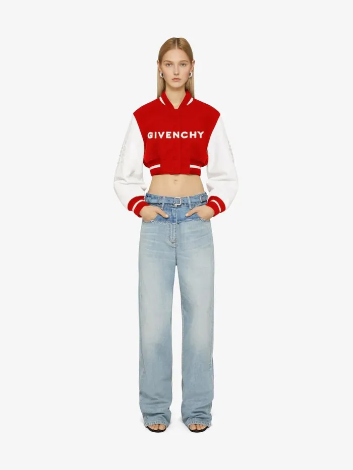 Women Outerwear and Blousons Givenchy GIVENCHY Cropped Varsity Jacket In Wool And Leather Redwhite Women Outerwear and Blousons Givenchy GIVENCHY Cropped Varsity Jacket In Wool And Leather Redwhite