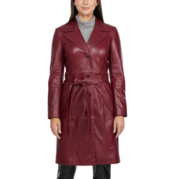 Women Outerwear Badgley Mischka Yuna Single Breasted Leather Trench Coat Oxsblood Women Outerwear Badgley Mischka Yuna Single Breasted Leather Trench Coat Oxsblood
