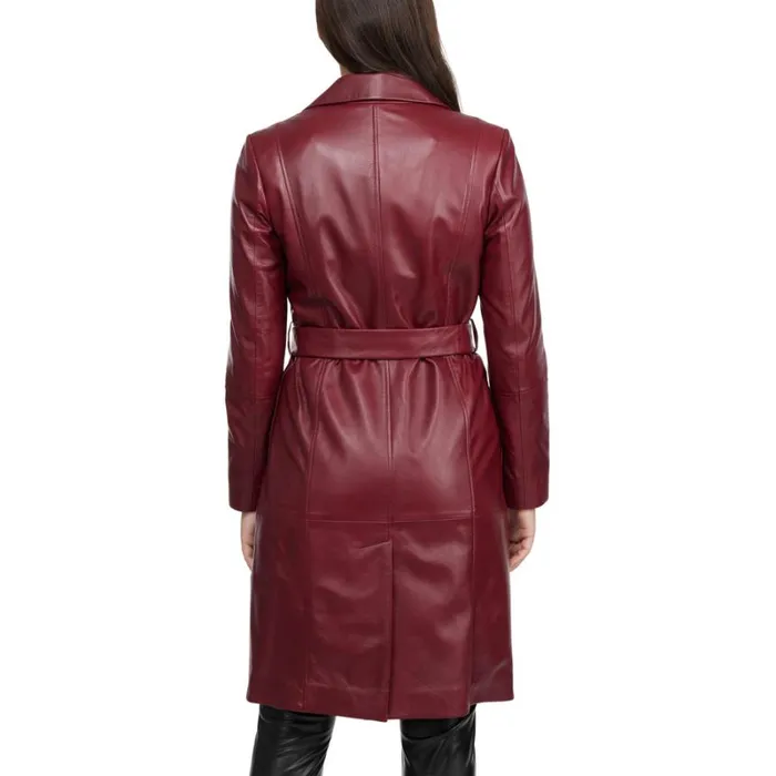 Women Outerwear Badgley Mischka Yuna Single Breasted Leather Trench Coat Oxsblood