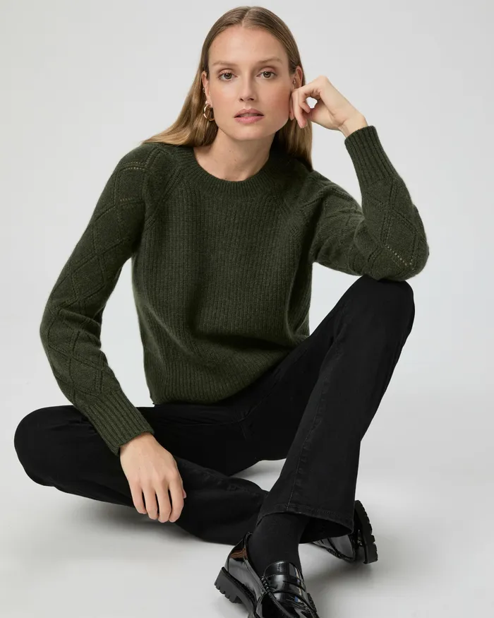 Women PAIGE Monserrat Sweater 8211 Olive Night Cashmere Sweaters and Sweatshirts Women PAIGE Monserrat Sweater 8211 Olive Night Cashmere Sweaters and Sweatshirts