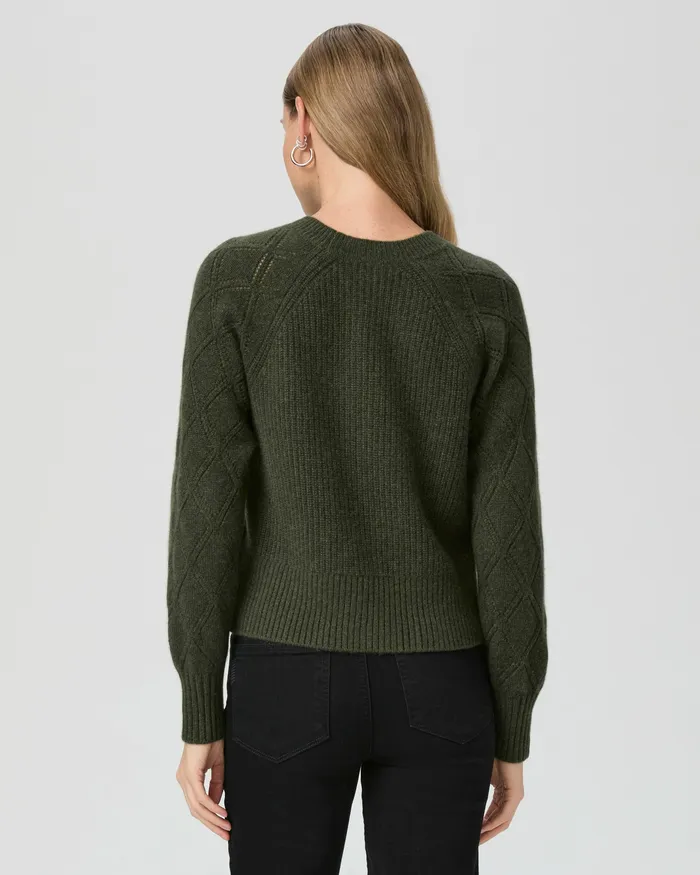 Women PAIGE Monserrat Sweater 8211 Olive Night Cashmere Sweaters and Sweatshirts