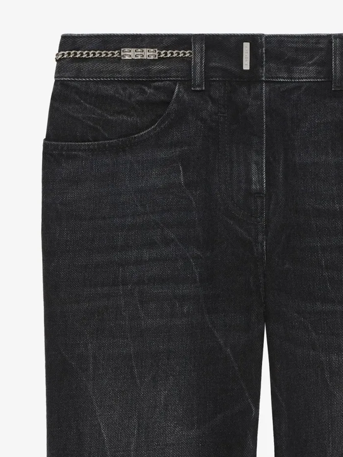 Women Pants and Shorts Givenchy Boot Cut Pants In Denim With Chains Detail Black Women Pants and Shorts Givenchy Boot Cut Pants In Denim With Chains Detail Black