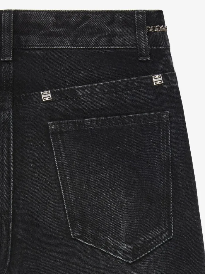 Women Pants and Shorts Givenchy Boot Cut Pants In Denim With Chains Detail Black Women Pants and Shorts Givenchy Boot Cut Pants In Denim With Chains Detail Black