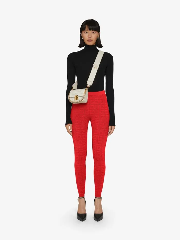 Women Pants and Shorts Givenchy Leggings In 4G Jacquard Red