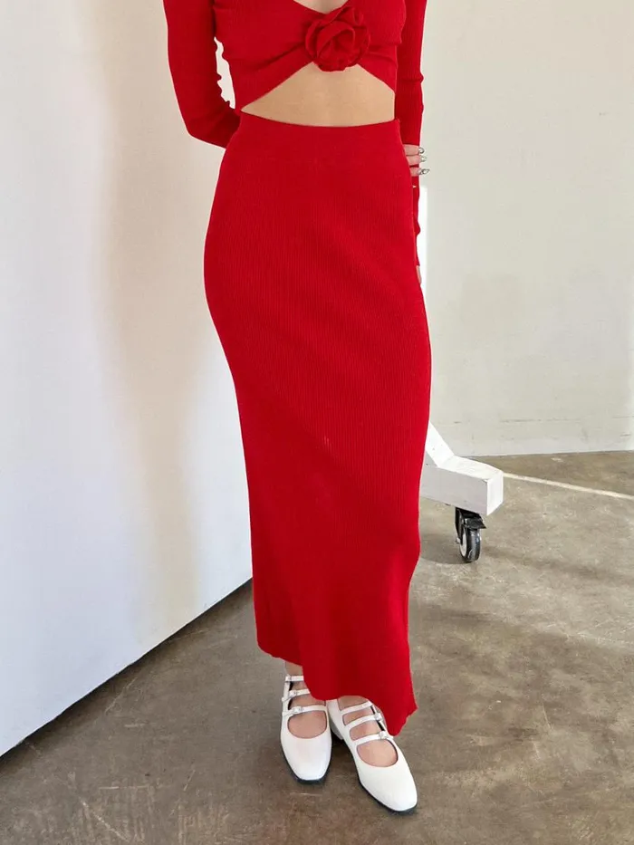 Women Paris Knit Midi Skirt Cherry Lisa Says Gah Bottoms Women Paris Knit Midi Skirt Cherry Lisa Says Gah Bottoms