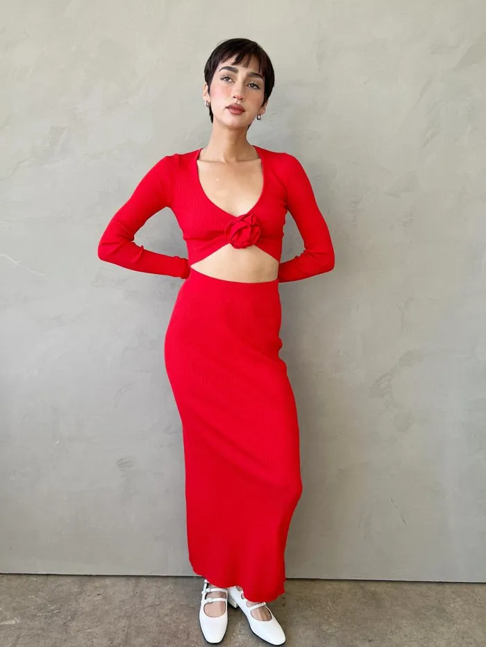 Women Paris Knit Midi Skirt Cherry Lisa Says Gah Bottoms Women Paris Knit Midi Skirt Cherry Lisa Says Gah Bottoms