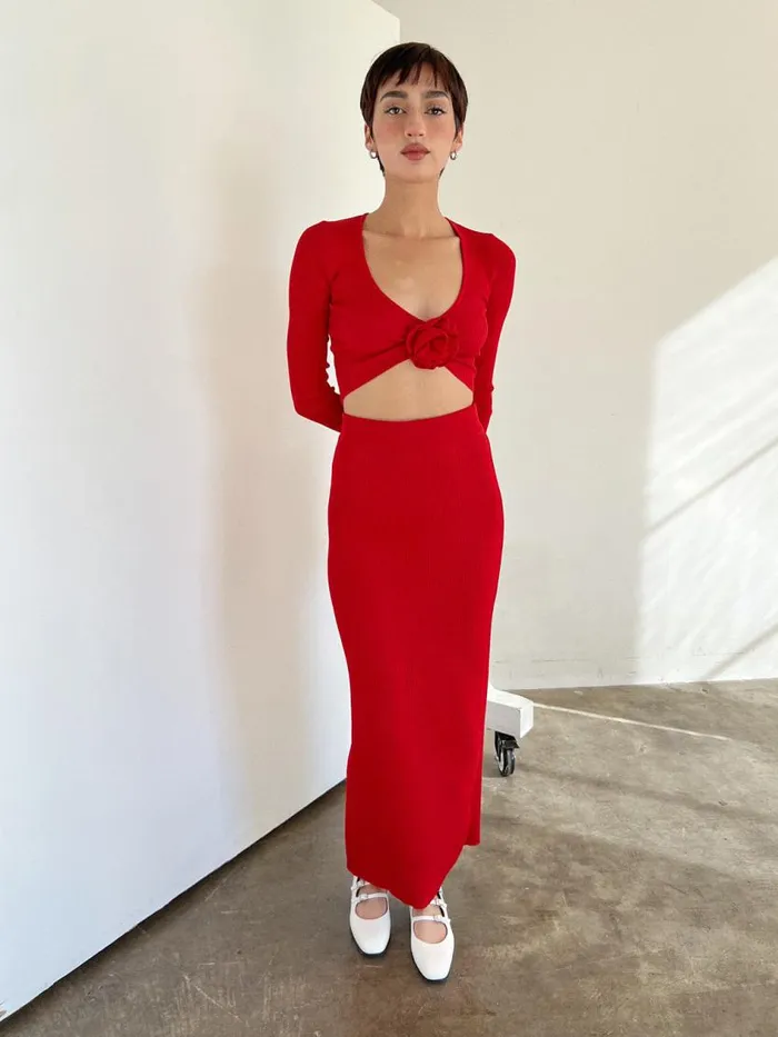 Women Paris Knit Midi Skirt Cherry Lisa Says Gah Bottoms Women Paris Knit Midi Skirt Cherry Lisa Says Gah Bottoms