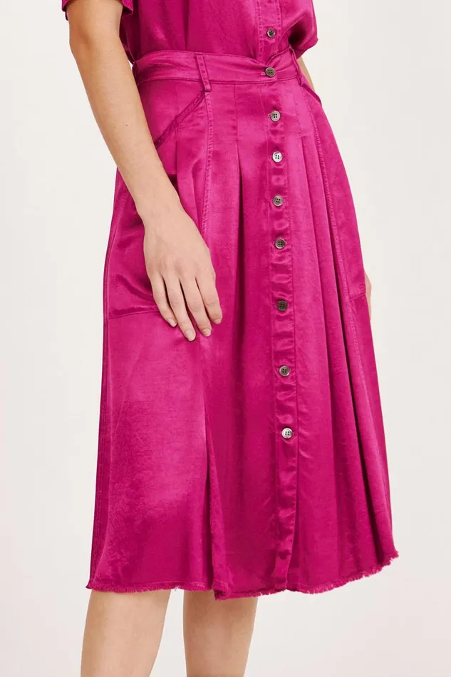 Women Pebble Satin Magenta Franklin Skirt Raquel Allegra Bottoms