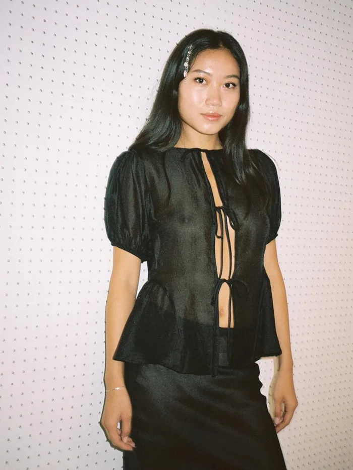 Women Petra Blouse Black Organza Lisa Says Gah Tops