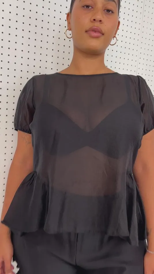 Women Petra Blouse Black Organza Lisa Says Gah Tops