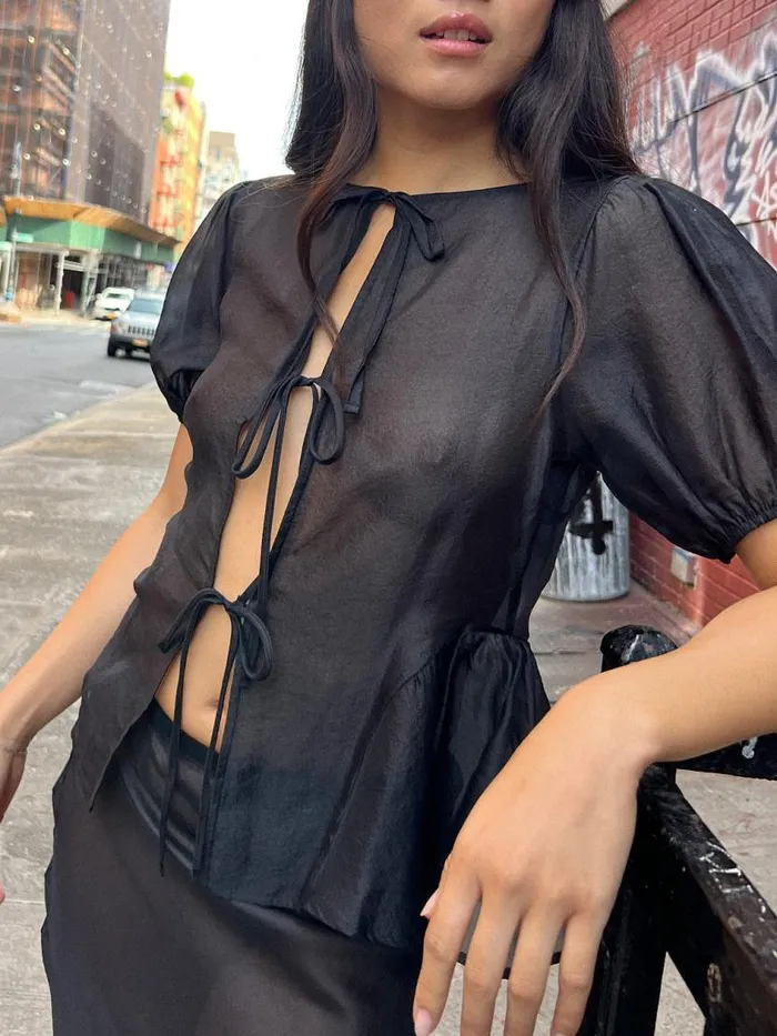 Women Petra Blouse Black Organza Lisa Says Gah Tops