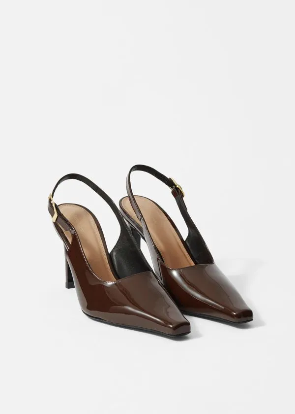 Women Pumps and Other Stories Patent Leather Slingback Pumps Brown