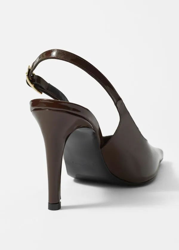 Women Pumps and Other Stories Patent Leather Slingback Pumps Brown