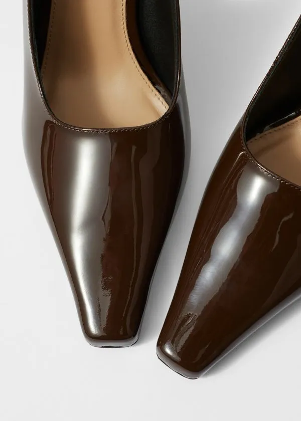 Women Pumps and Other Stories Patent Leather Slingback Pumps Brown
