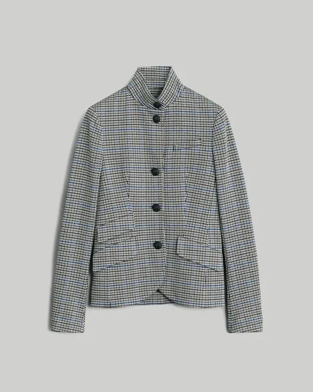 Women rag and bone Slade Cotton Plaid Blazer Blue Plaid Blazers and Vests