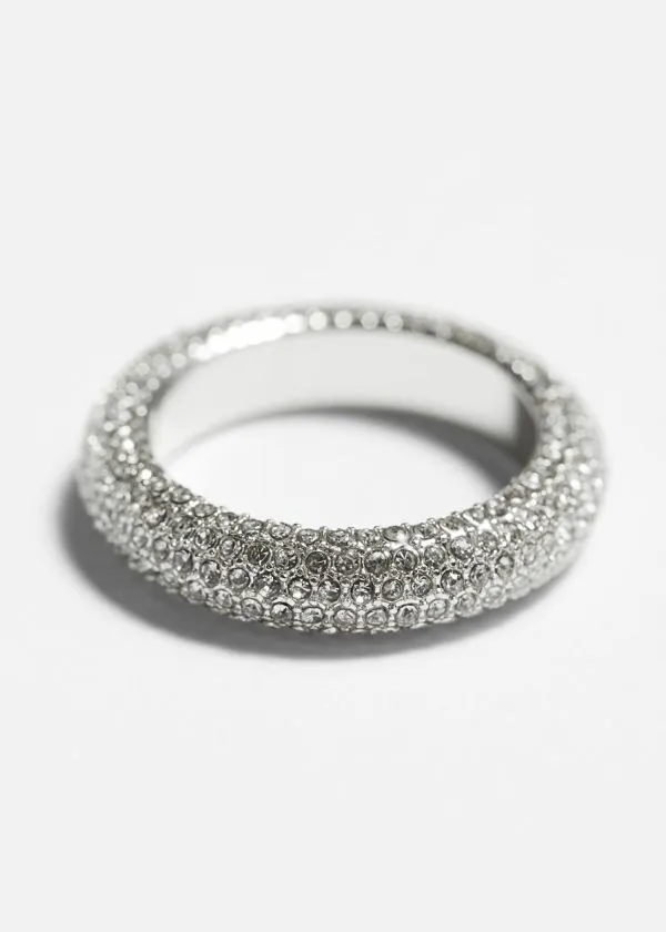 Women Rings and Other Stories Crystal Encrusted Ring Silver