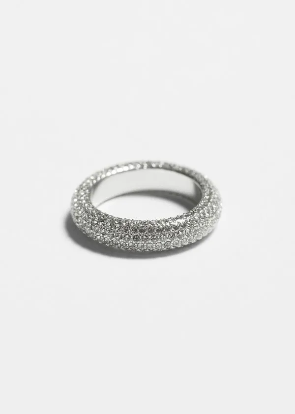 Women Rings and Other Stories Crystal Encrusted Ring Silver