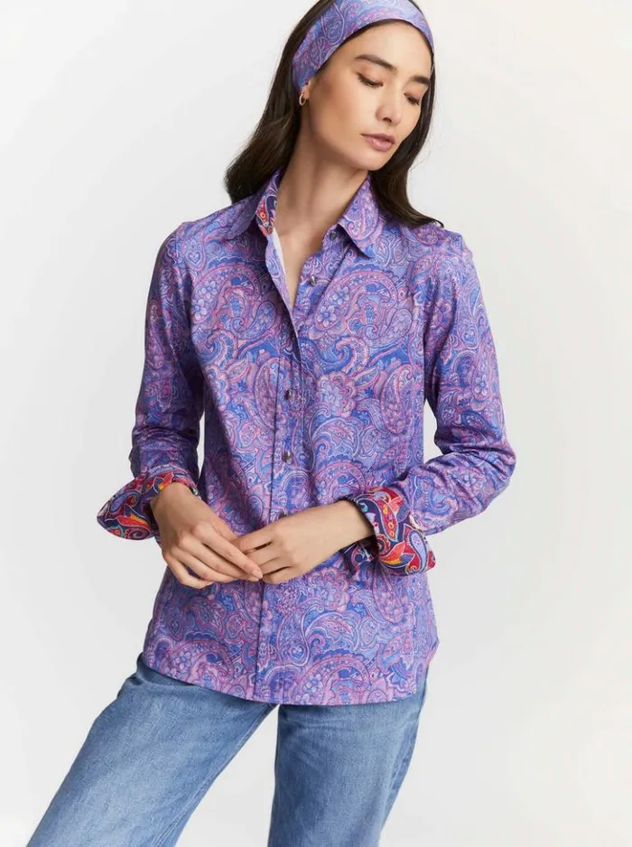 Women Robert Graham Tops Priscilla Shirt Blue