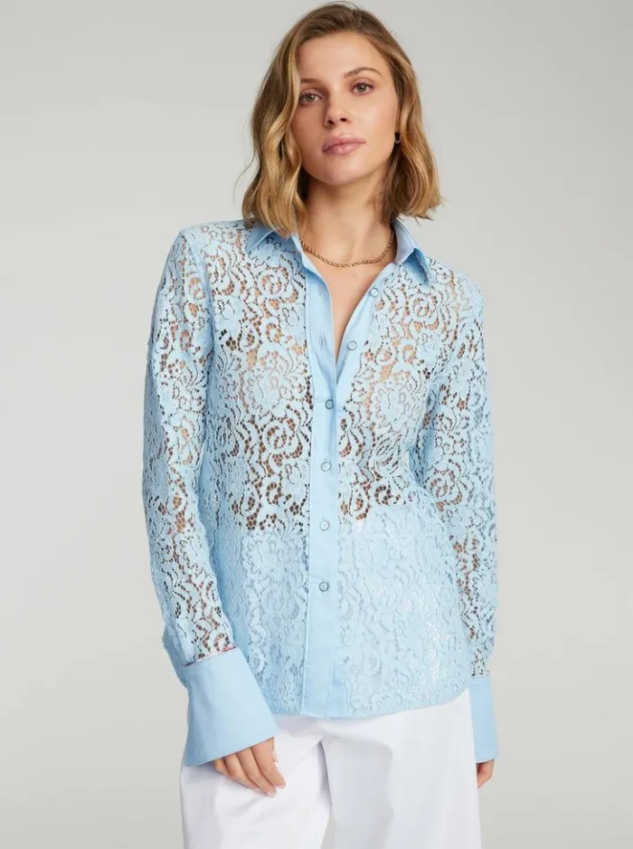 Women Robert Graham Tops Priscilla Shirt Lightblue