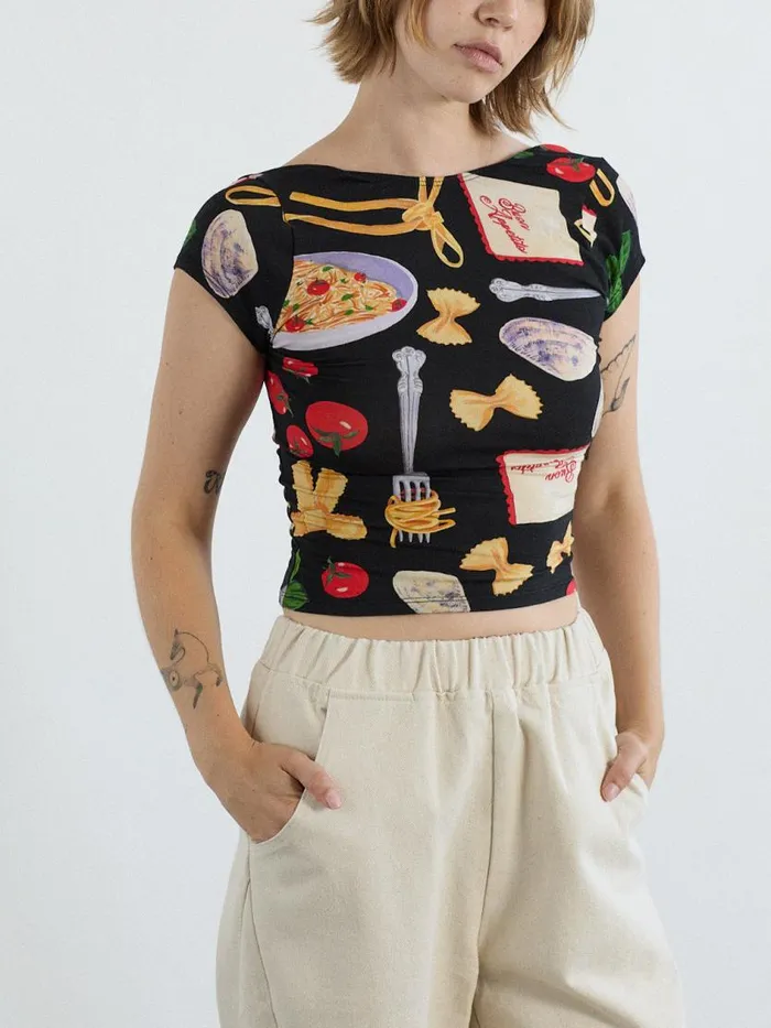 Women Rowan Tee Buon Appetito Black Lisa Says Gah Knit Tops