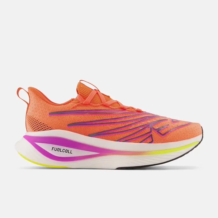 Women Running New Balance FuelCell SuperComp Elite v3 Cosmic Rose with Neon Dragonfly and Cosmic Pineapple Women Running New Balance FuelCell SuperComp Elite v3 Cosmic Rose with Neon Dragonfly and Cosmic Pineapple