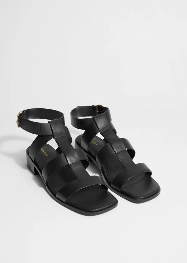 Women Sandals and Other Stories AnkleStrap Leather Sandals Black