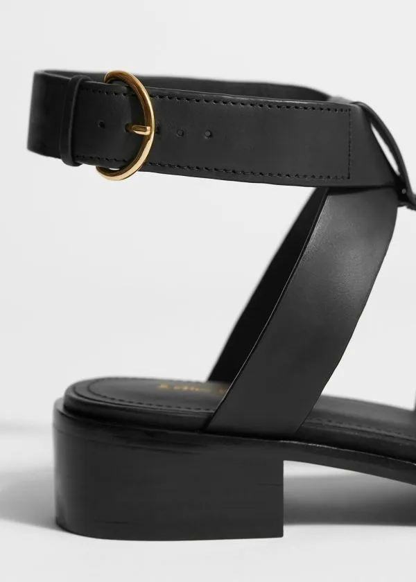 Women Sandals and Other Stories AnkleStrap Leather Sandals Black