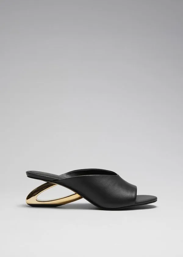 Women Sandals and Other Stories Golden Heel Mules Black