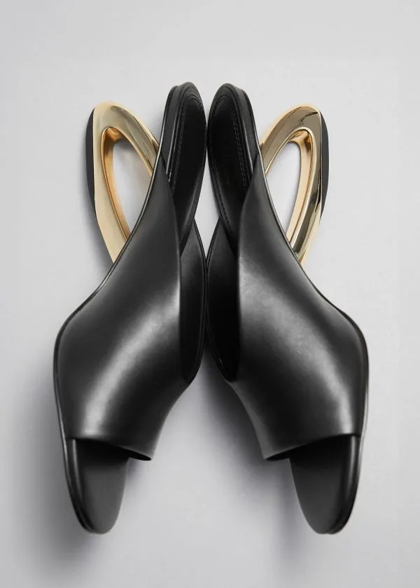 Women Sandals and Other Stories Golden Heel Mules Black