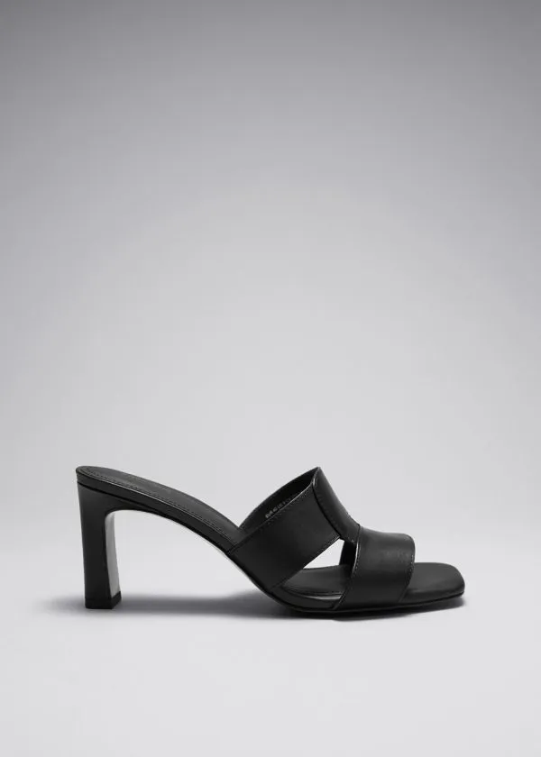 Women Sandals and Other Stories Heeled Leather Mules Black