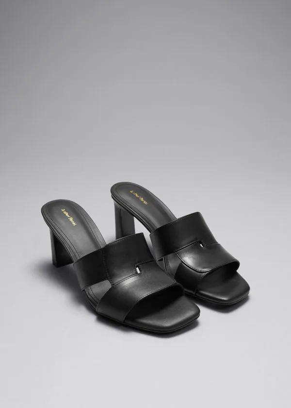 Women Sandals and Other Stories Heeled Leather Mules Black