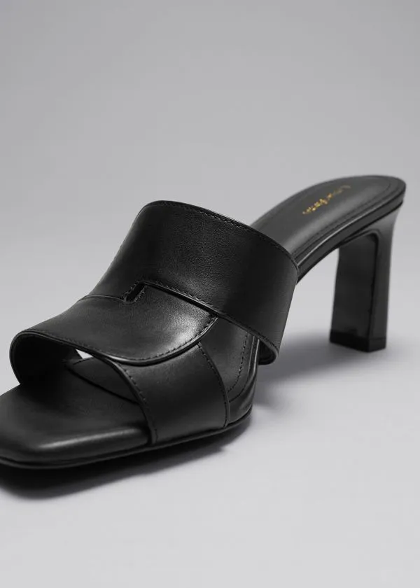 Women Sandals and Other Stories Heeled Leather Mules Black
