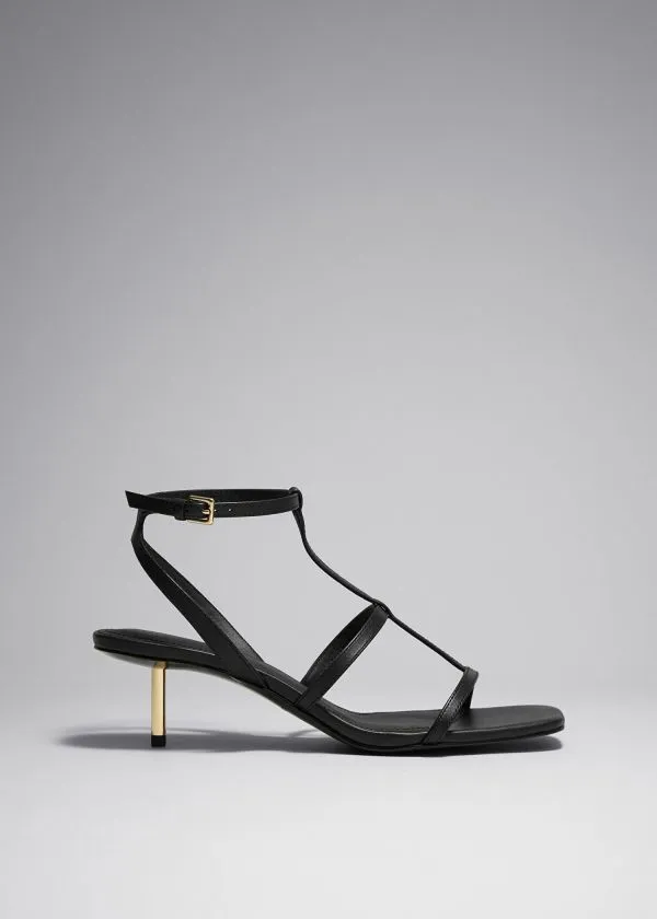 Women Sandals and Other Stories Heeled Leather Sandals Black