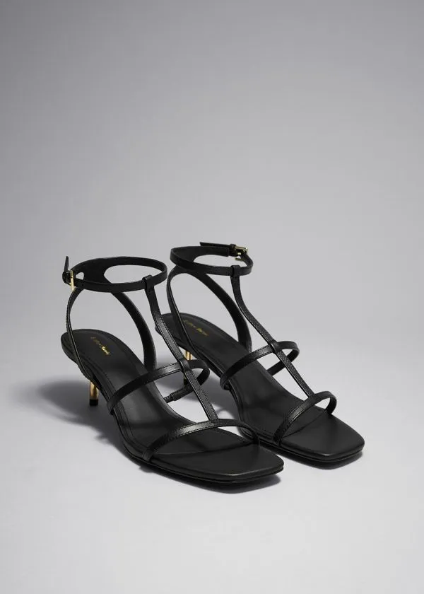 Women Sandals and Other Stories Heeled Leather Sandals Black