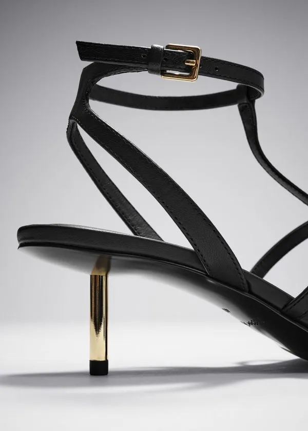 Women Sandals and Other Stories Heeled Leather Sandals Black