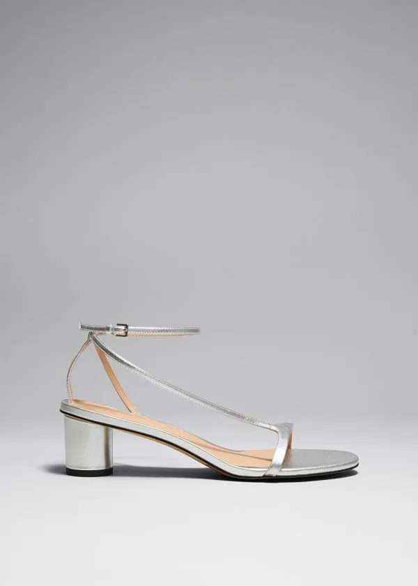 Women Sandals and Other Stories Heeled Leather Sandals Silver