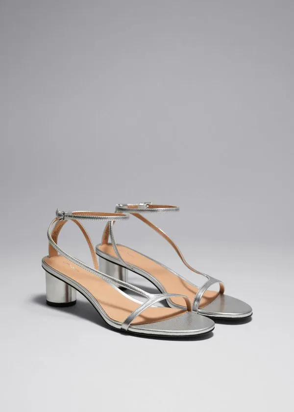Women Sandals and Other Stories Heeled Leather Sandals Silver
