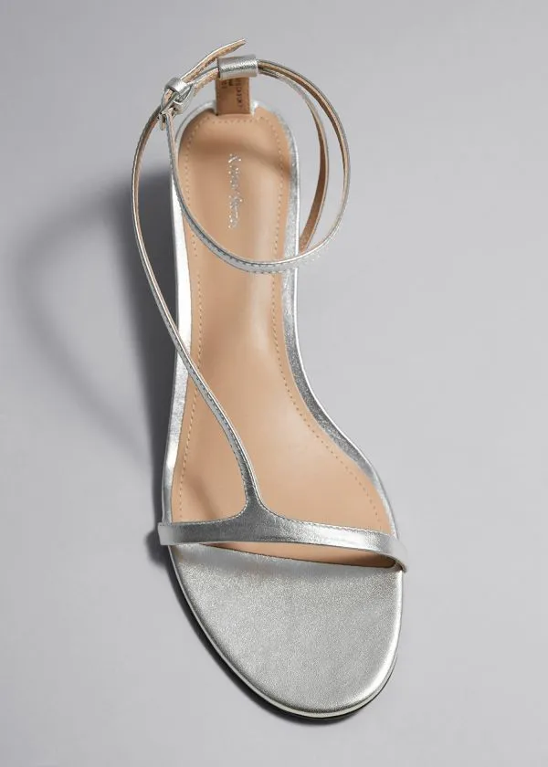 Women Sandals and Other Stories Heeled Leather Sandals Silver