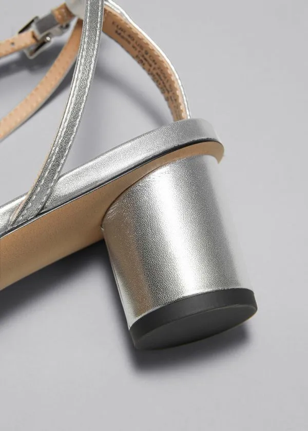 Women Sandals and Other Stories Heeled Leather Sandals Silver